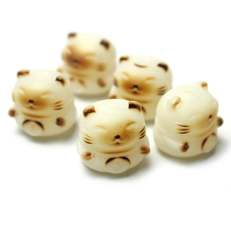 18mm Bodhi White Carved Caicai Cat Loose Beads DIY Jewelry Accessories Making Bracelet Necklace Pendant view 4