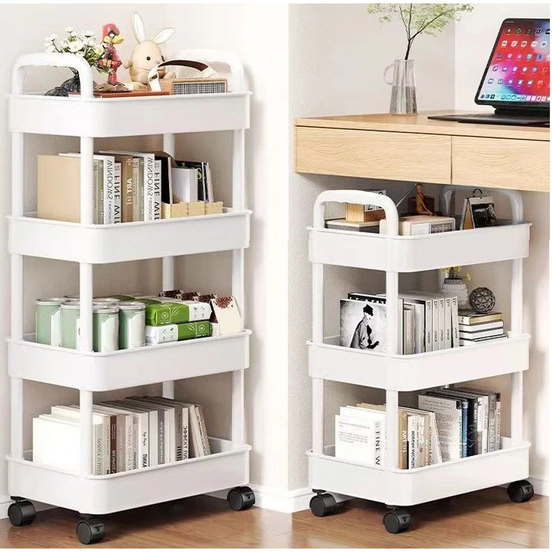 

Hot Household Multi-layer Small Cart Storage Rack Floor To Floor Kitchen Bedroom Bathroom Storage Rack Storage Rack 3/4/5 Layers