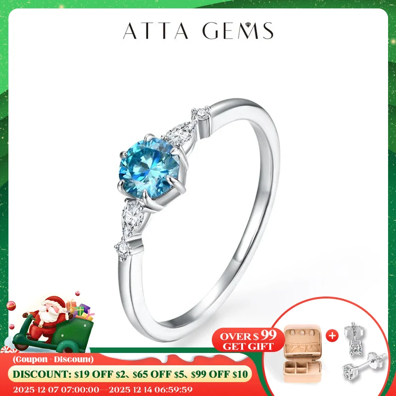 

ATTAGEMS New D Color Round Cut 5.0mm Colorful Moissanite Ring for Women Man Solid 925 Sterling Silver Halloween Jewelry Party