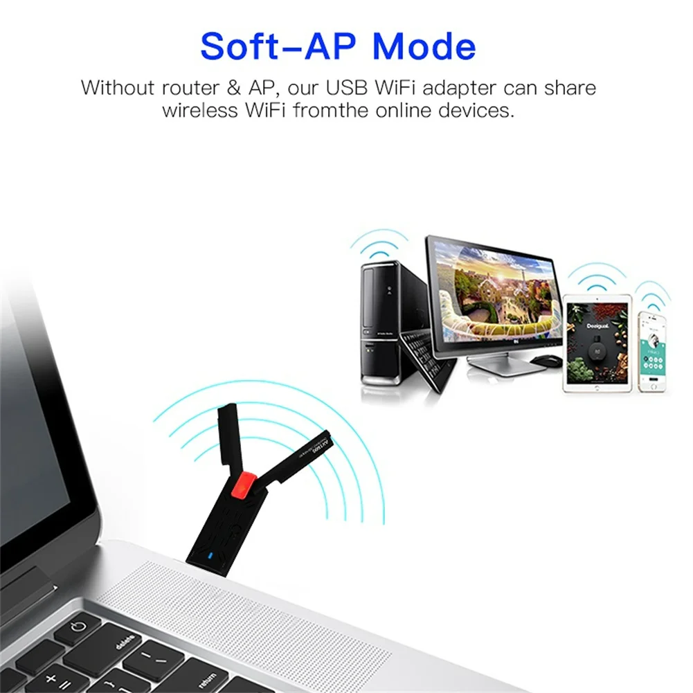 USB 3.0 WiFi 6 ADAPTER 1800Mbps อะแดปเตอร์เครือข่ายไร้สายแบบ Dual-Band 2.4 ghz/ 5GHz USB WiFi dongle ตัวรับสัญญาณ WiFi