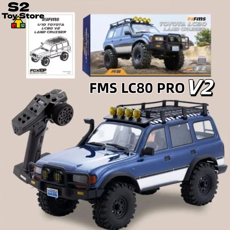 FMS LC80 PRO V2 1/10 RC Rock Crawler 4WD Off-Road Vehicle with High & Low Speed, 2.4G Remote Control, Scale Crawler Truck for Ad