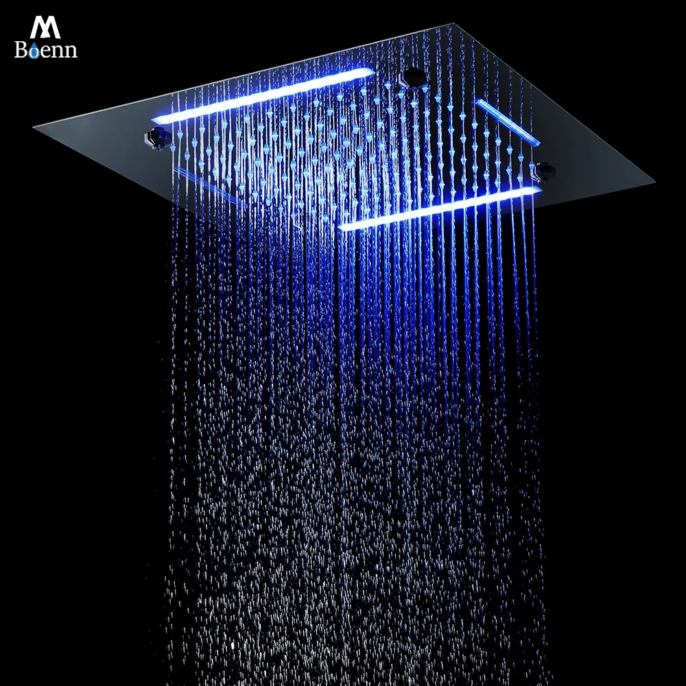 

M Boenn 20 Inch Rainfall Shower Head Bathroom Embeded Ceiling Stainless Steel Shower Panel 3 Functions Waterfall Spa Showerheads
