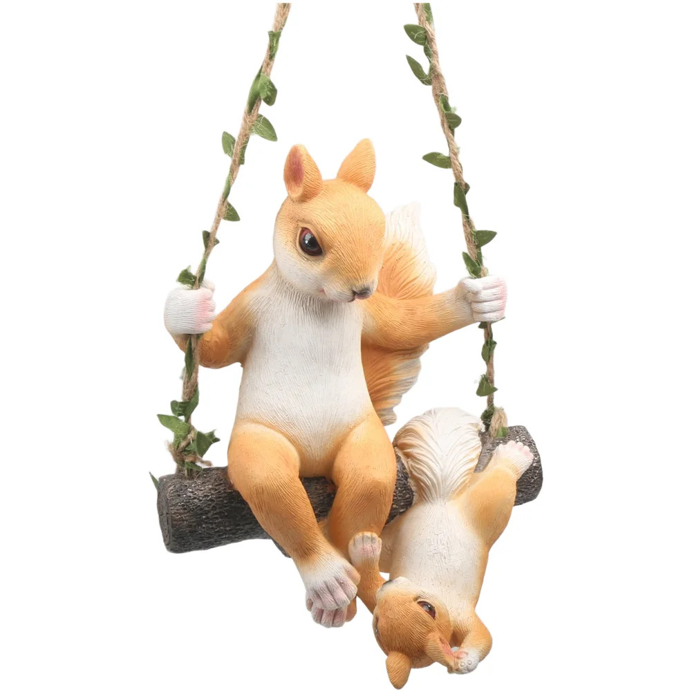 1PC Decor Resin Pendant 24*15cm Resin Squirrel Swing Hanging Ornament For Garden Patio Yard Wall Decoration Hanging Decorations