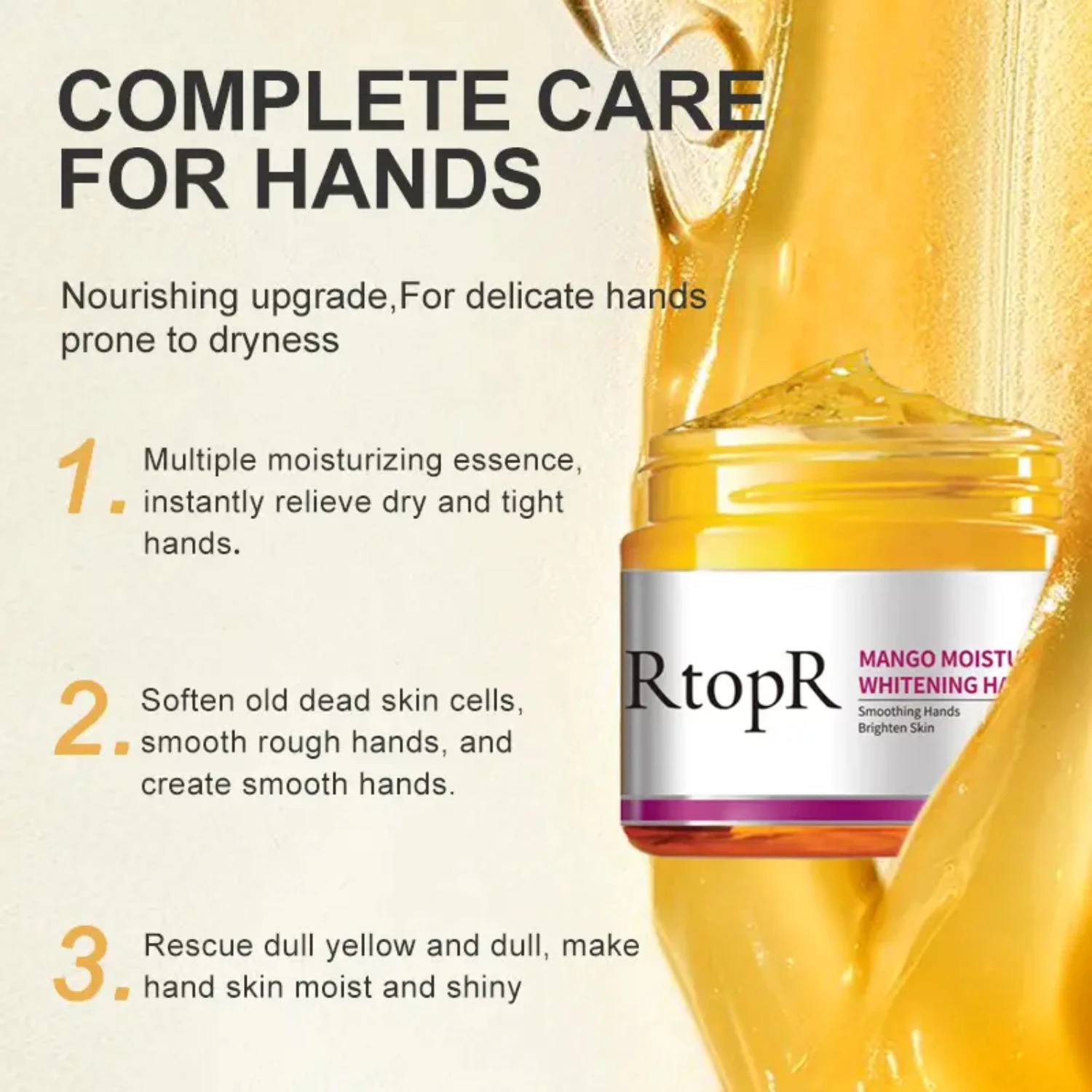 RtopR Cera para manos blanqueadora de mango - 50 g de propiedades exfoliantes para manos hidratantes, nutritivas e hidratadas y suaves y sedosas