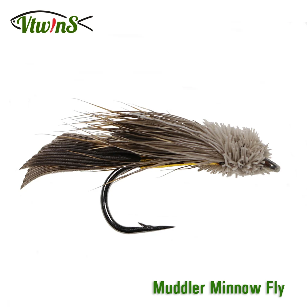 Vtwins  6#  Fishing Baits Deer Hair Head  Brown Muddler Minnow Trout Fly Fishing Streamer Flies  Fly Fishing Flies