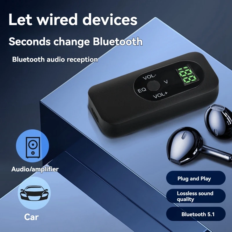 RISE-5.1 Bluetooth-ontvangeradapter Lavalier Bluetooth-ontvanger voor hoofdtelefoon Luidsprekers Auto Home Stereosysteem