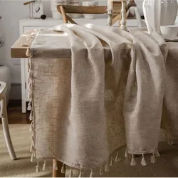 Tablecloth Cotton and Linen tapete Rectangular Tablecloth for Table nappe de table Tassel Table Cover Tafelkleed mantel mesa