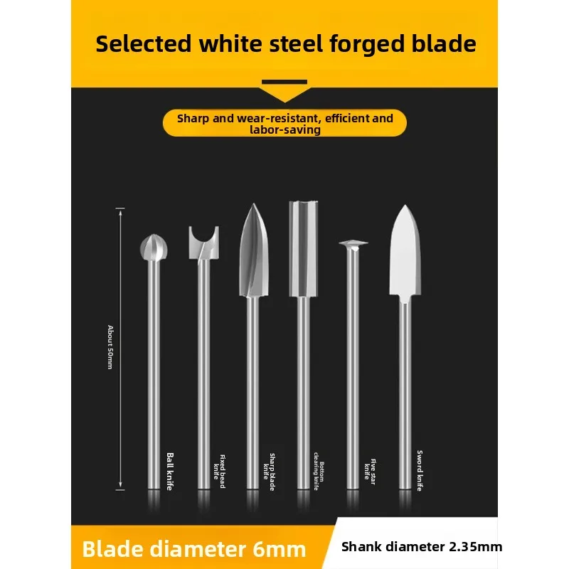 High Speed Steel Carving Bit / 3 Flute Pointed Tip Engraving Cutter for Olive Nut Wood Carving Marking Milling Tool