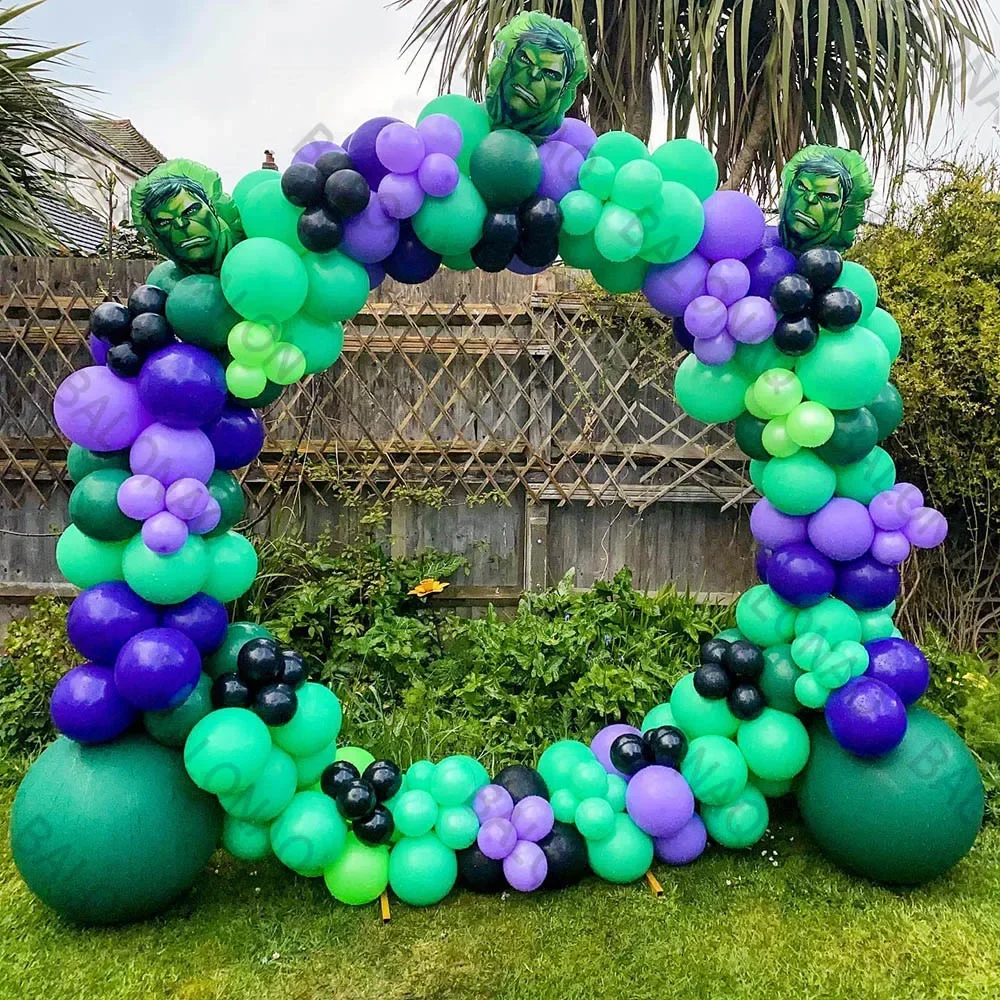 

127pcs Marvel The Avengers Hulk Latex Balloon Superhero Foil Ballons Green Happy Birthday Banner Party Decor Kids Gift Toys