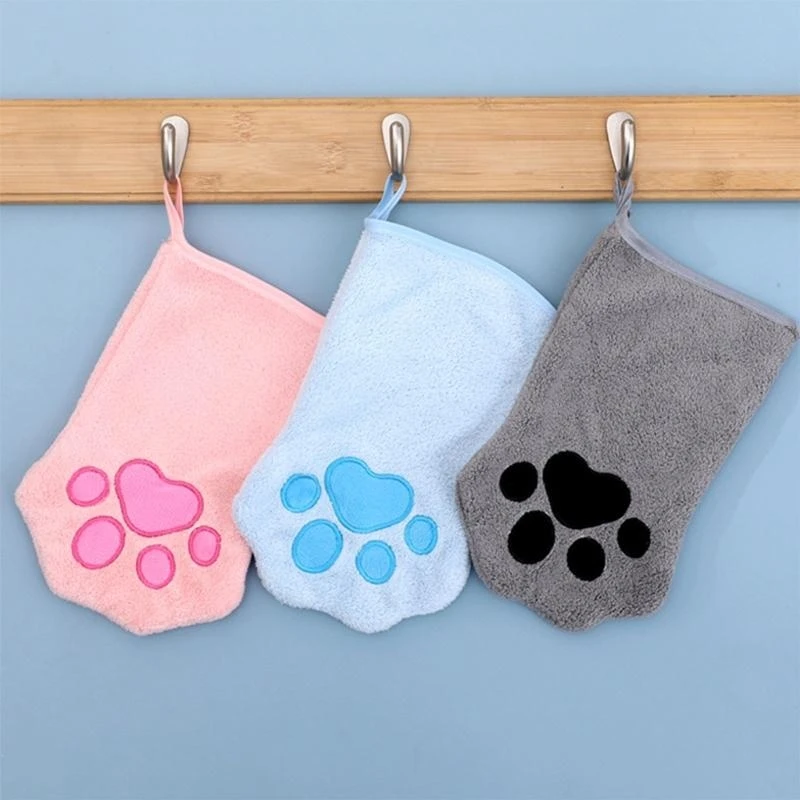

Soft Absorbent Pet Glove Towel for Medium to Large Dogs Quick Drying Towel Thicken Fabric Hanging Grip