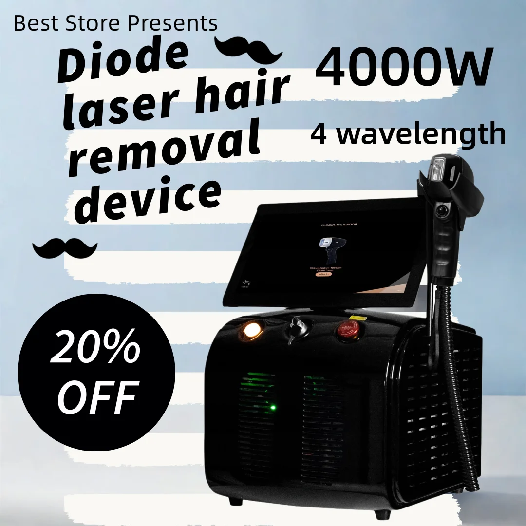 

Diode Soprano Laser Hair Removal 4000W 808nm 755nm 940nm 1064nm 4 Wavelengths 2025 Freezing Point Painless Latest Equipment