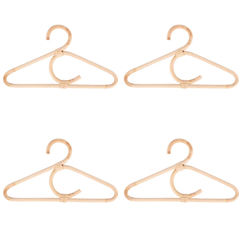 

4X Rattan Clothes Hanger Style Kids Garments Organizer Rack Children Hanger Kids Room Decoration Hanger For Clothes