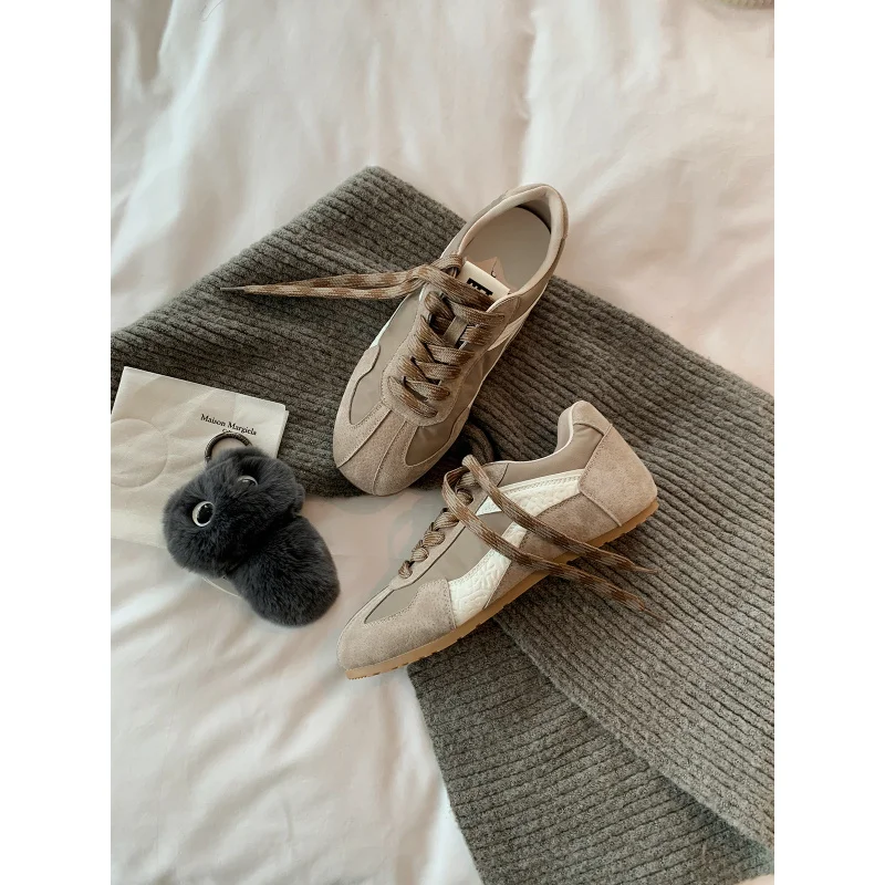 حذاء كاجوال جديد من الجلد الأصلي بتصميم كلاسيكي متباين ومقدمة مربعة الشكل بتصميم كاجوال للنساء #5