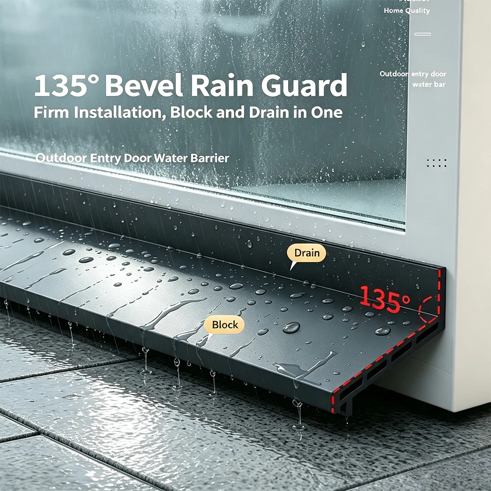 1.1m TPE Water Blocking Board 1/2PCS Waterproof Rain Deflector for Balcony Window Sill Water Stopper Bar Seal Strip