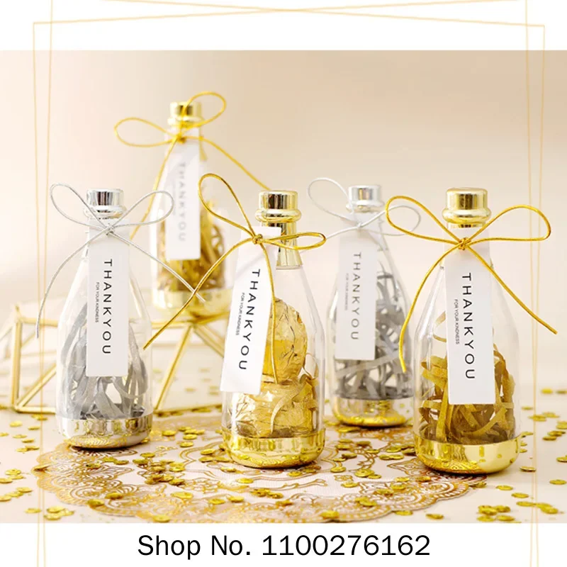 

12pcs THANK YOU Plastic Candy Box DIY Champagne Bottle Plastic Box Baby Shower Wedding Favor Gift Boxes Party Decoration Supply
