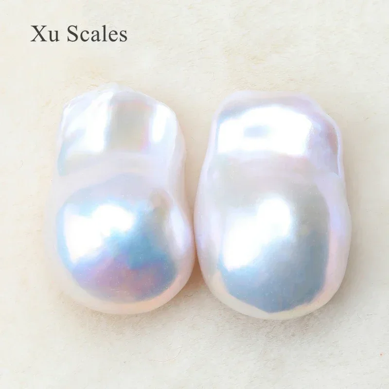 Natural Fresh Water 15-30mm Irregular Shaped Large Baroque Pearl Pairing Beads with Color Aurora White Can DIY Earrings Jewelry