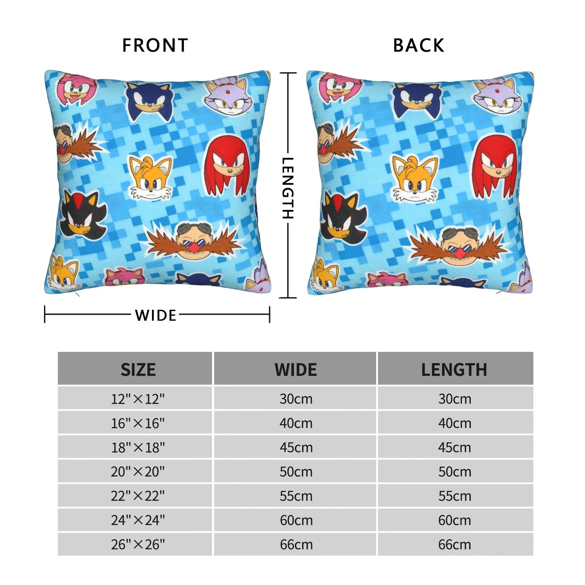 Soniced Games Square Pillow Cases Cartoon  Cushion Covers Fashion Zippered Decor Pillowcase for Home 18" - view 3