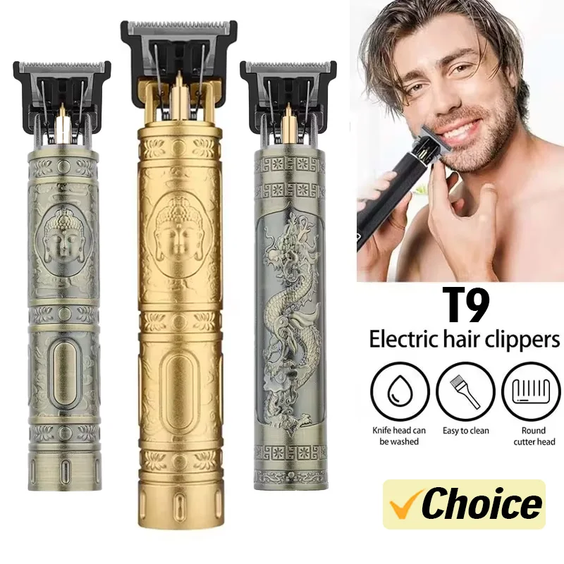 Vintage T9 Electric Hair Cutting Machine Hair Clipper Professional Men Shaver Rechargeable Barber Trimmer for Men Dragon Buddha