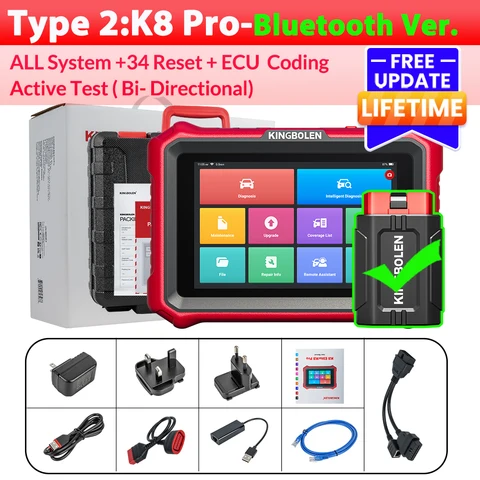 KINGBOLEN K8 Elite двунаправленный сканер OBD2 Кодирование ECU CANFD FCA 40+ Служба всех системных диагностических инструментов Пожизненное бесплатное обновление