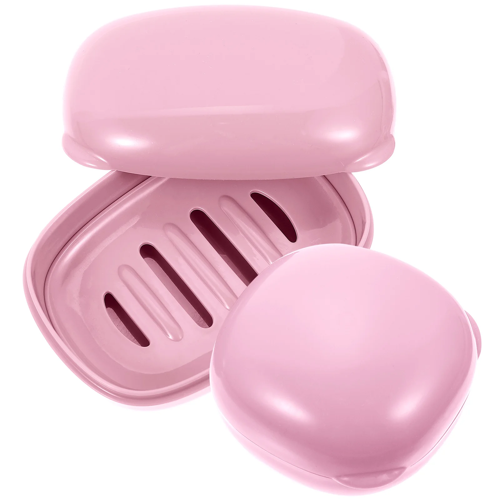 

2pcs Waterproof Soap Dish Portable Small Container Household Rack Storage Pink Case Travel Bathroom Supplies
