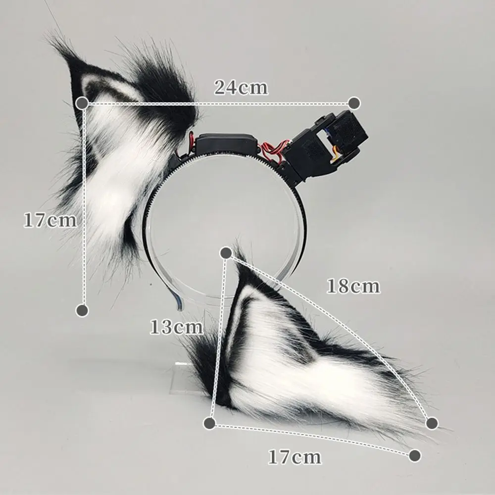 Fluffy Electric Fox Ear Headband Rechargeable Detachable Realistic Animal Ears Motorized Movement Cosplay Headpiece Cosplay 6