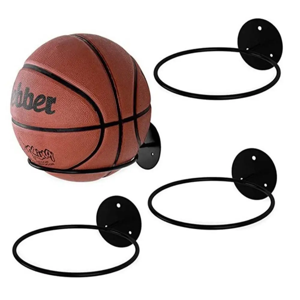 Estante de exhibición de bolas montado en la pared, soporte de exhibición multiusos para fútbol, ahorro de espacio, marco de hierro duradero y resistente para baloncesto