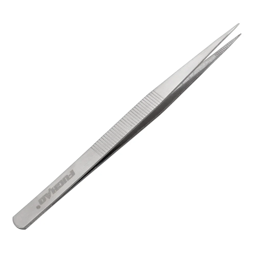FUCHAO High-quality Stainless Steel Tweezers Length 148mm Iron Tip Elbow Slip Pattern Quenching Hard Packaged Pliers