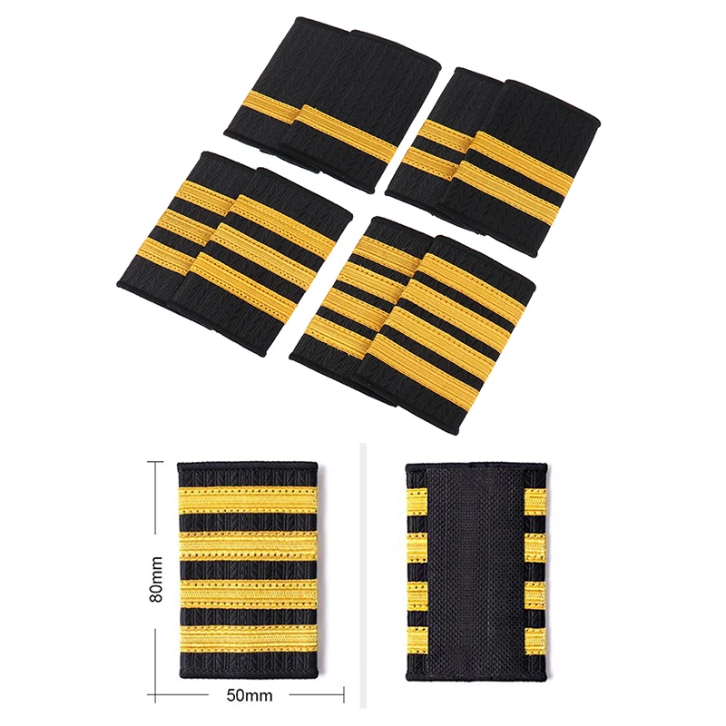 1 Pair Epaulettes Professional Uniform Epaulets Gold Stripe Shoulder Badges