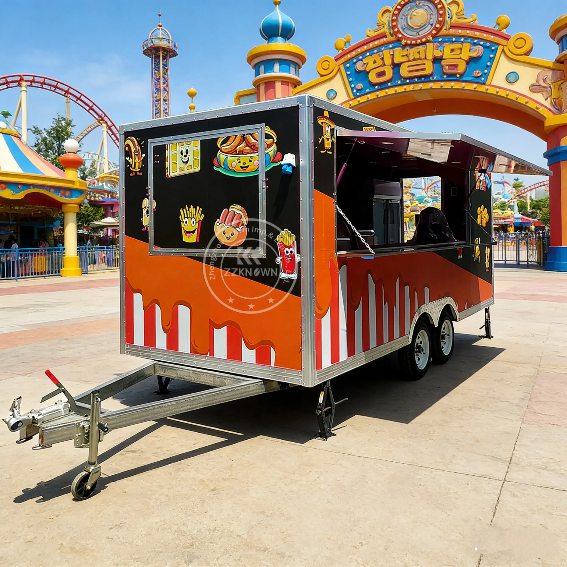 

Concession High Quality Fully Equip Trailer Fast Mobile Food Cart Truck with Full Kitchen for Sale Ghana
