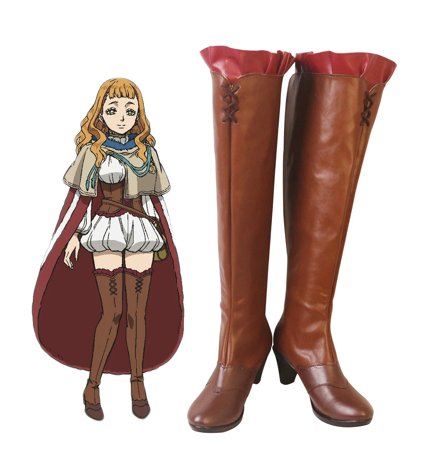 

Black Clover Mimosa Vermillion Cosplay Shoes Brown Boots High Heels Custom Made