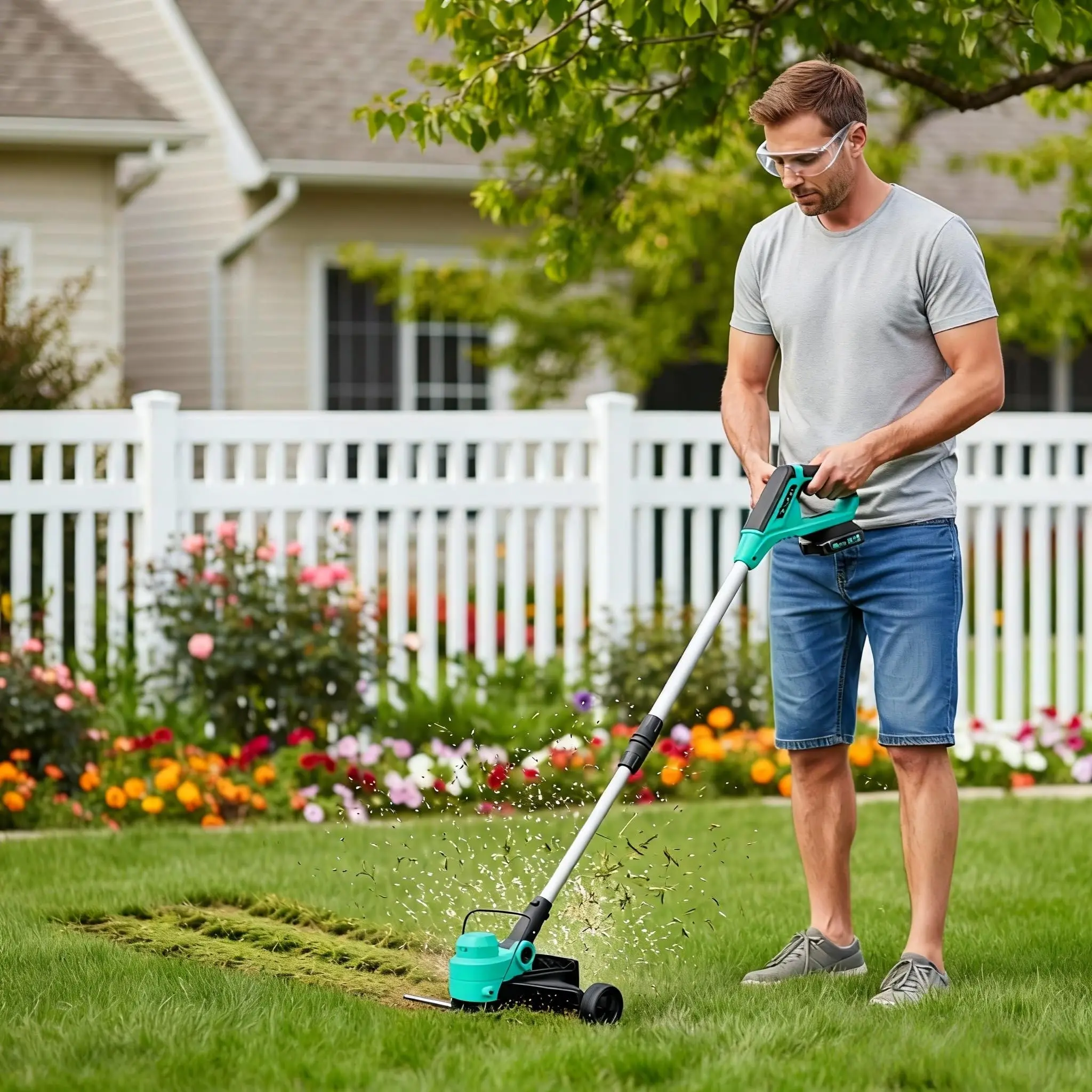 Wireless Hedge Trimmer 22 Inch Lightweight 20V Electric Bush Shrub Cutter Dual Action Blade Brushless Motor 2X20Ah Rechargeable Batteries Ideal For Garden Lawn Trimming