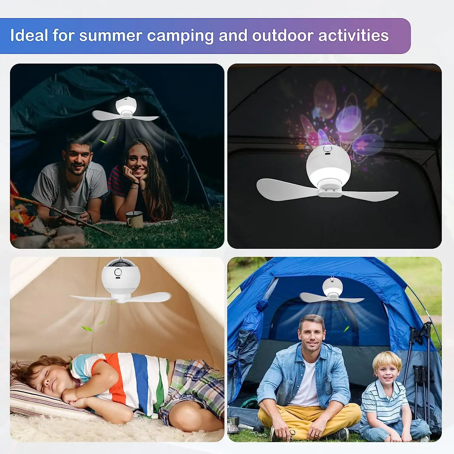 الإسقاط مروحة ضوء Silnet 3600mAh USB قابلة للشحن اقتران الروابط للتخييم غرفة الطفل طالب عنبر غرفة نوم LED الإضاءة