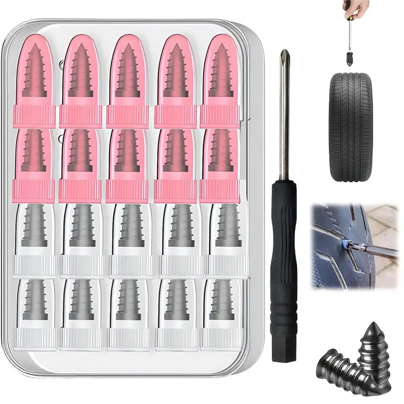

Набор для ремонта бескамерных шин: 20-10 универсальных резиновых шпилек для вакуумного ремонта шин, инструменты и аксессуары для мотоциклов и грузовиков