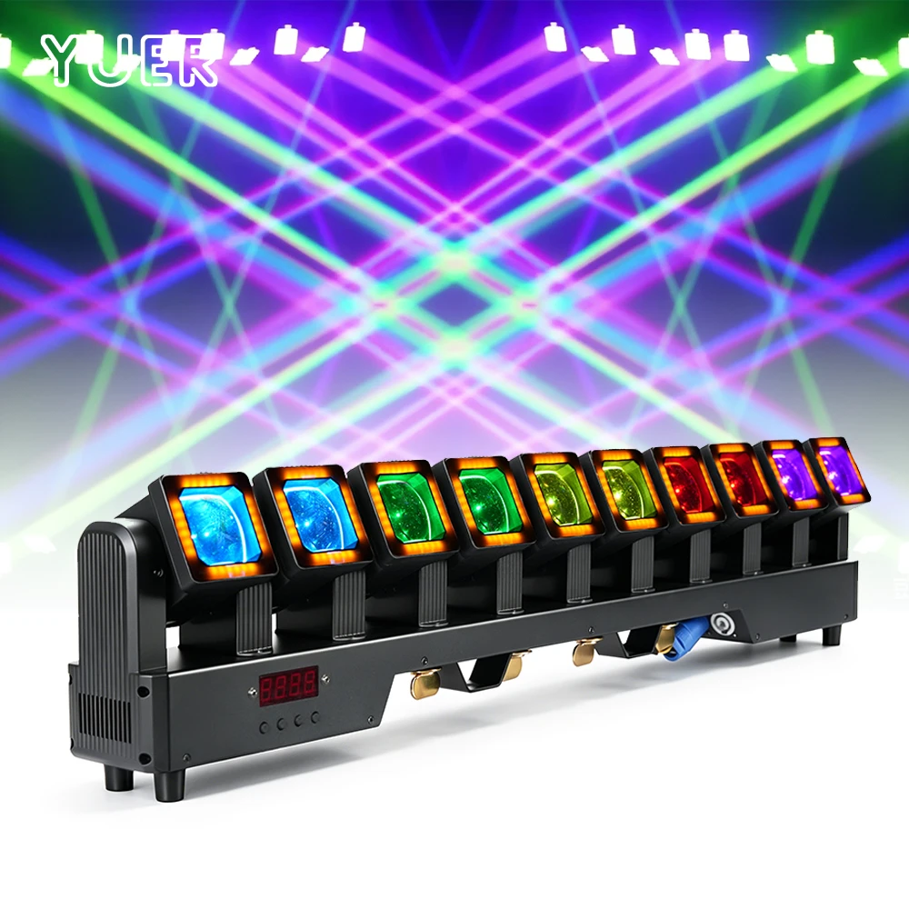 YUER 10X40W LED RGBW Schwenkbarer Rotierender Moving Head Beam Wash Pixel Zoom Matrix DJ Disco Bar Licht Live Show Bühnenkonzert DMX512