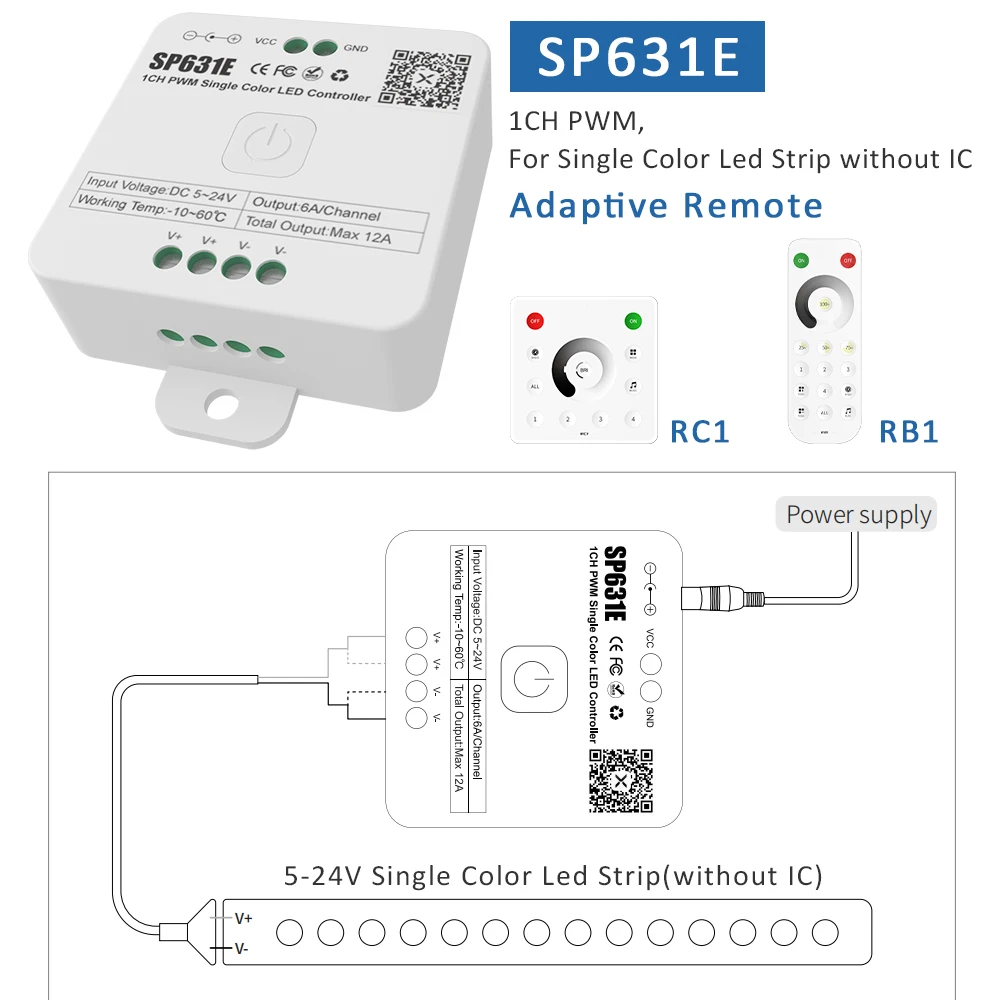 5V 12V 24V Smart Bluetooth LED PWM SPI Controller for Pixel WS2812B WS2811 COB 5050 RGB RGBW CCT Strip Light APP Remote Control