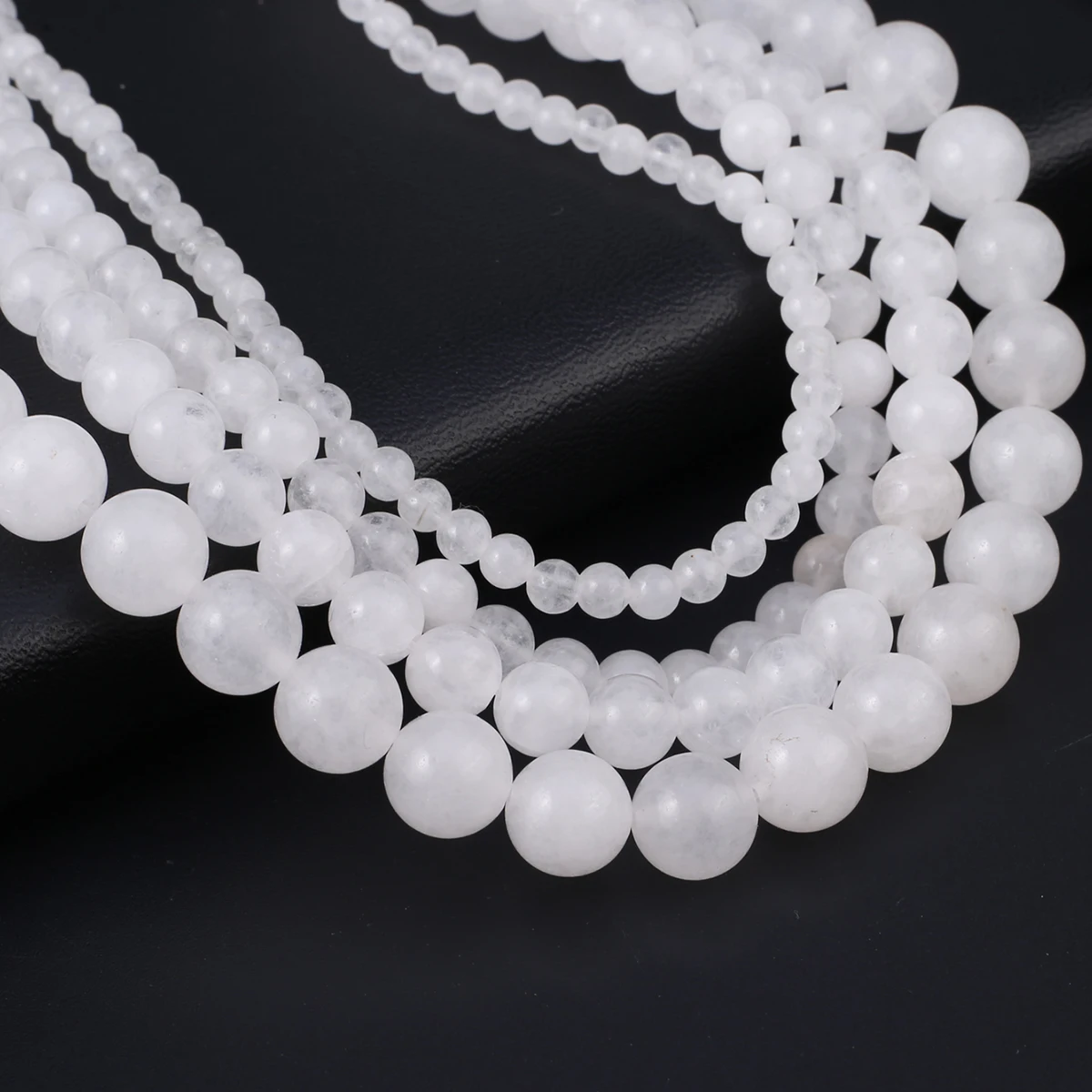 Natural Stone Beads Round White Jade Gemstone Isolation Spacing Loose Beads Jewelry Making DIY Necklaces Bracelet Accessories