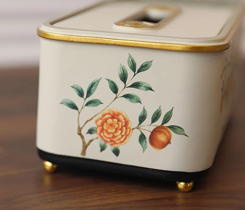 Multifunctional tissue box, resin remote control storage pumping carton, new Chinese creative ornament