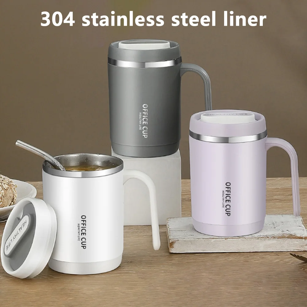 500ml Tumbler With Lid And Straw Vacuum Insulated Water Bottle Mugs Coffee Cups Stainless Steel Thermos Mug Milk Coffee Cup