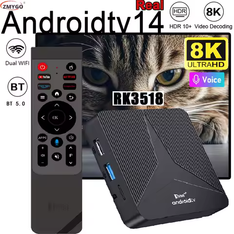 Original Android14 TV Box 2025 Dual Band WiFi6 Bluetooth5.0 4K 8K HDR10+ Allwinner RK3518 Quad Core Set Top Box Smart TV Box