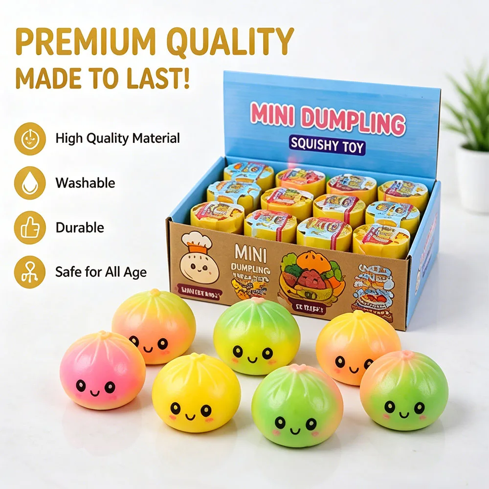 Cute 5.5cm Rainbow Dumpling Squishy TPR Soft Dough Squeeze Fidget Sensory Anxiety Vent Aesthetic Room Desk Ornament Gift Idea
