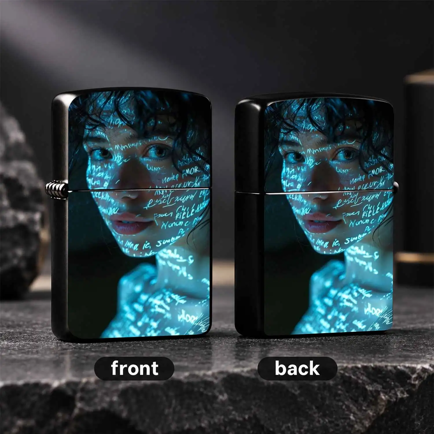 Creative Handwritten Text Projection Portrait Themed Lighter, Suitable For Daily Gathering, Outdoor Trip, Home Use And All Scenarios, Delicate Stylish Portable Practical Artistic Present For Yourself Or Friends A Humorous And Interesting Li