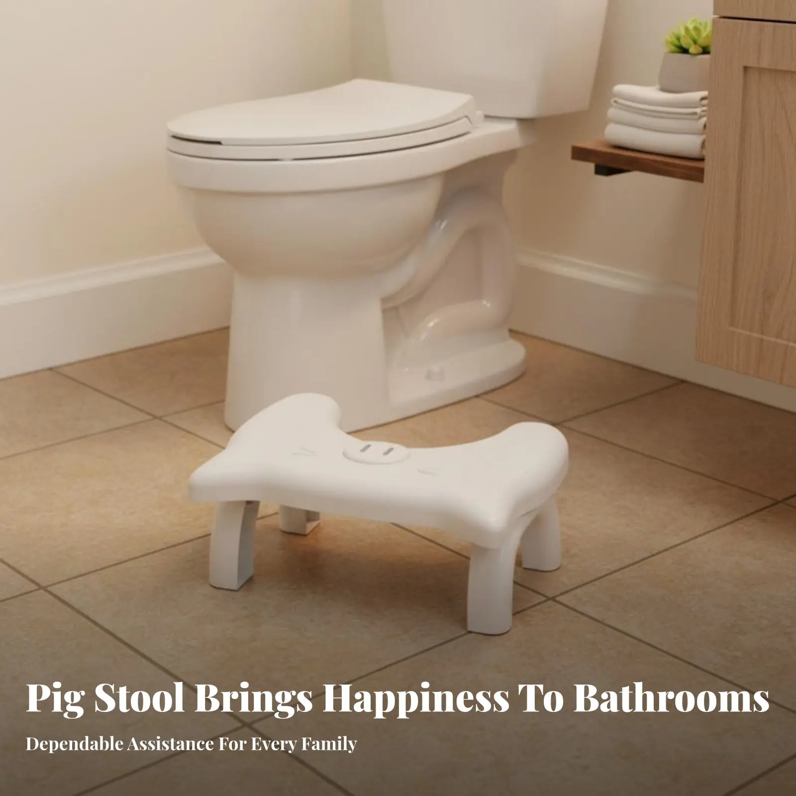 

Foldable Pig-Shaped Footrest Space Saving Collapsible Toilet Base Stool Anti-Slip Surface Sturdy & Safe for Adults, Home, trips