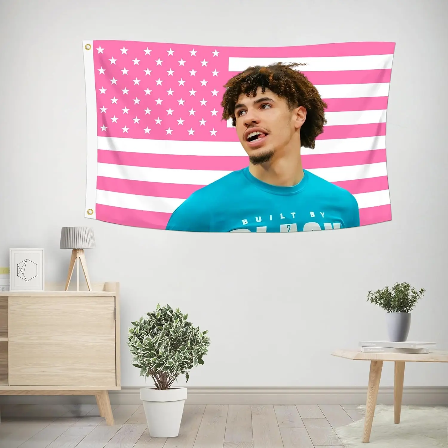 Bandera decorativa LaMelo Ball 3x5 con 2 ojales de latón para exteriores, interiores, doble costura, tapiz decorativo para colgar en la pared