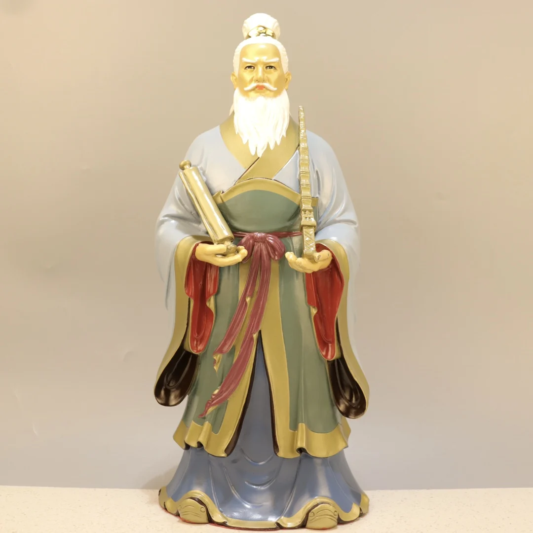 Exquisite Copper Buddha Statue, Jiang Ziya, Jiang Taigong Painting Craftsmanship Size: Character Height: 40cm, Length: 17.5cm