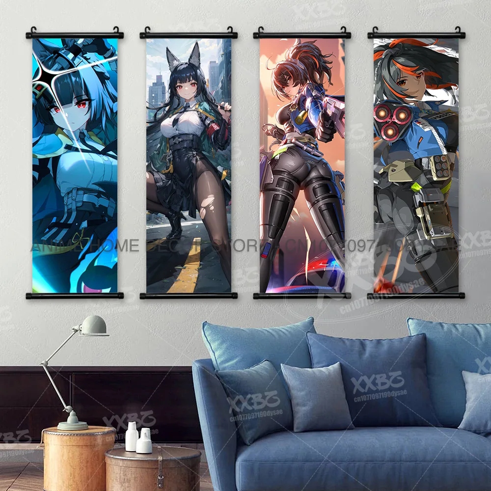 Zenless Zone Zero Poster Hoshimi Miyabi Scroll Picture Game Hanging Painting Grace Howard Home Decor Zhu Yuan Anime Wall Artwork