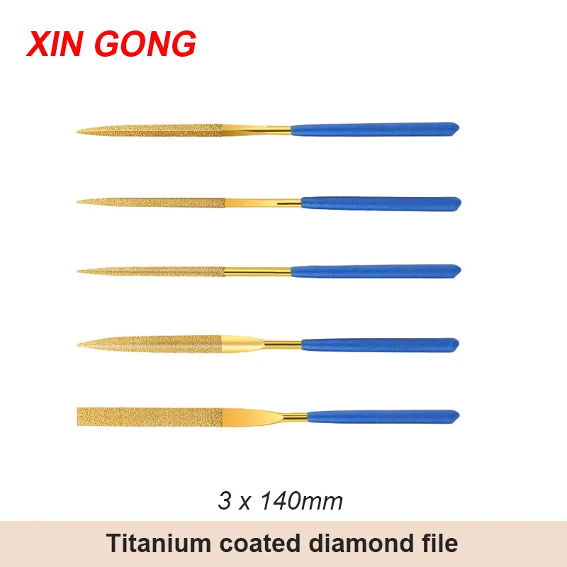 Xingong 140mm Titanium Coated Diamond Mini Manual File Metal Jade Wood Polishing Manual Diy File
