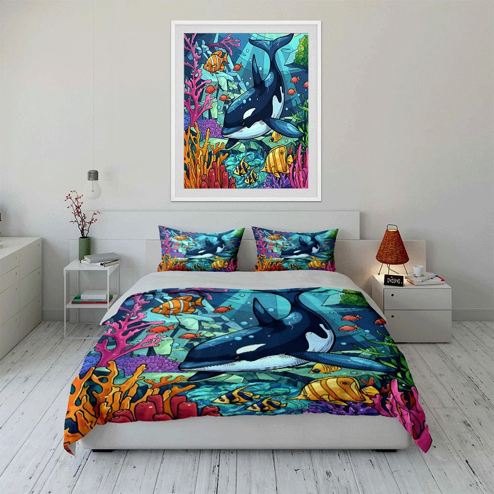 

"Underwater World Ocean Decor Set" Exquisite three-piece bedding set gift for kids and adults
