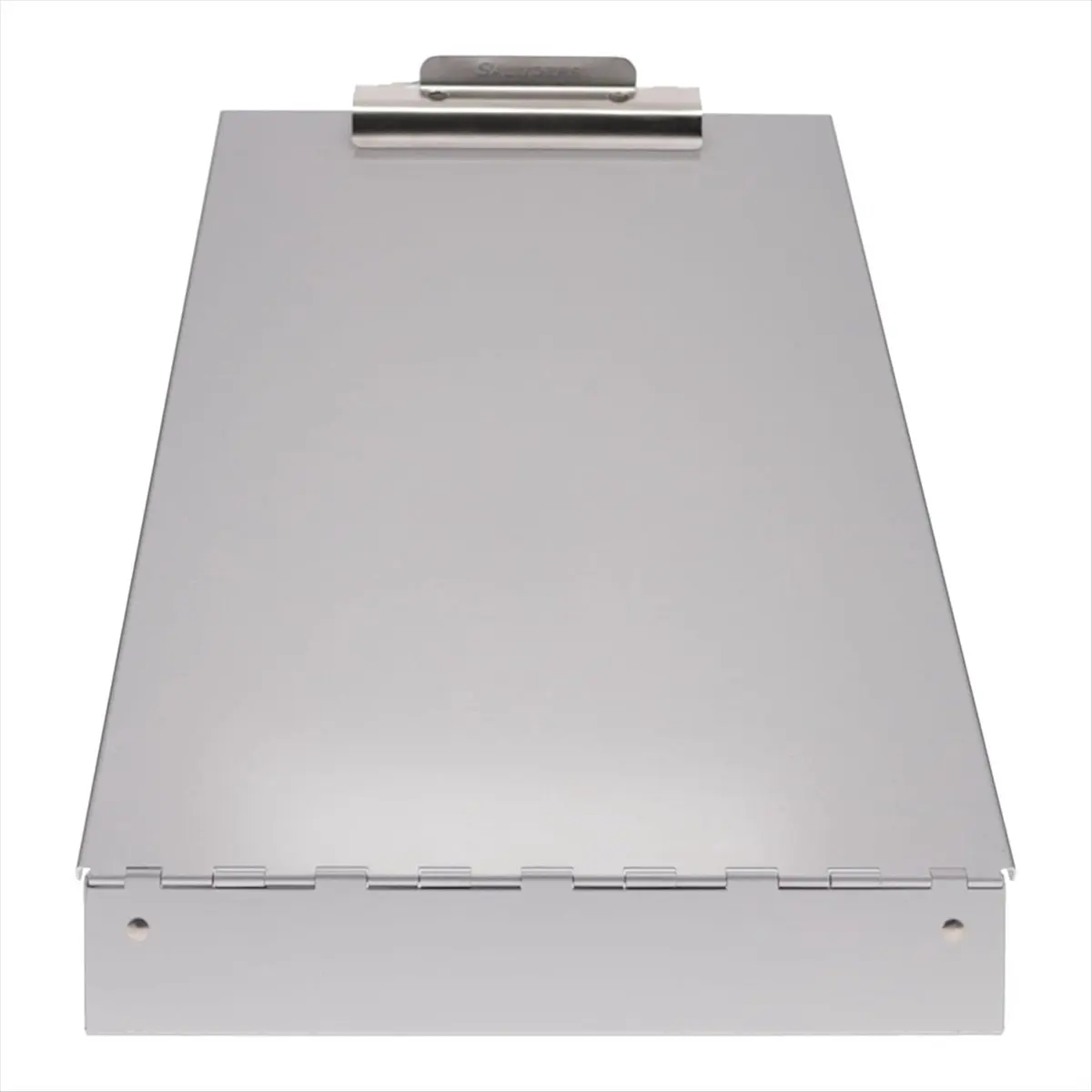 lillili Metal Clipboard with Storage, Silver Dual Layer Clipboard Folio, Letter Size Paper Organizer, with Self Locking Latch
