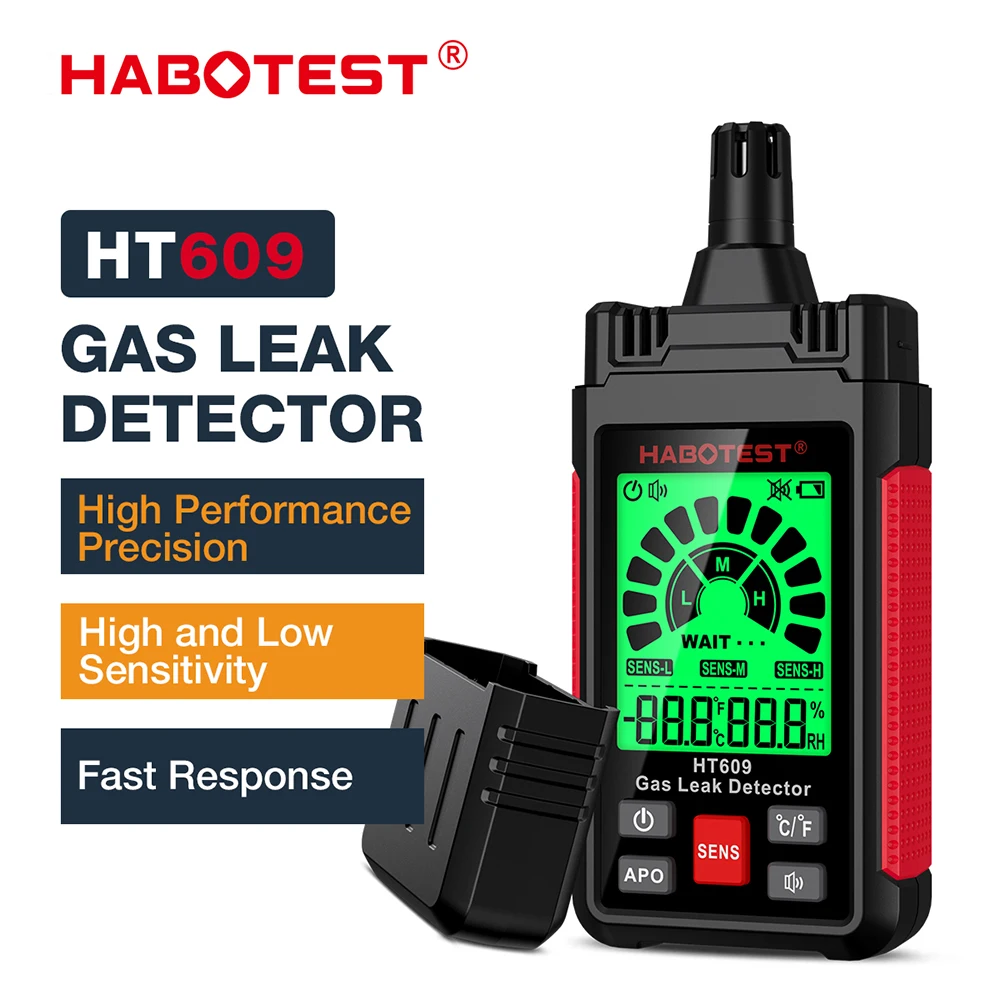 HABOTEST HT609 Gas Leak Detector with Temperature and Humidity Function Portable Combustible Gas Detector