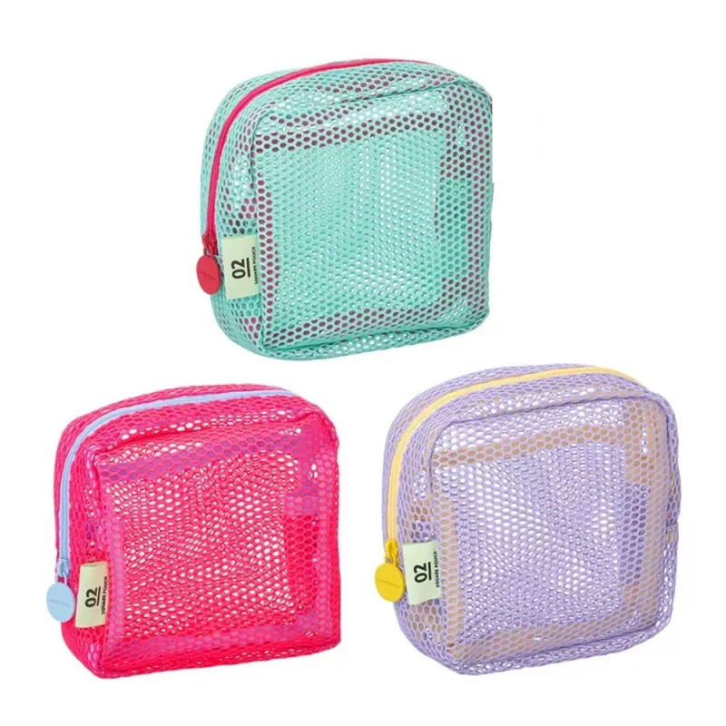 

Colorful Mesh Travel Storage Bag Ultra-Light Mesh Lipstick Perfume Data Cable Headphone Storage Bag Multi-Purpose Toiletry Bags